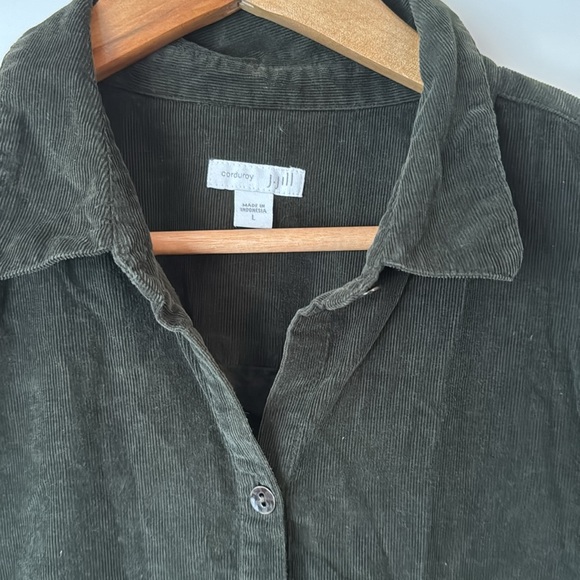J. Jill Womens Green Corduroy Button Front Long Sleeve Shirt Jacket Size Large - Picture 2 of 8